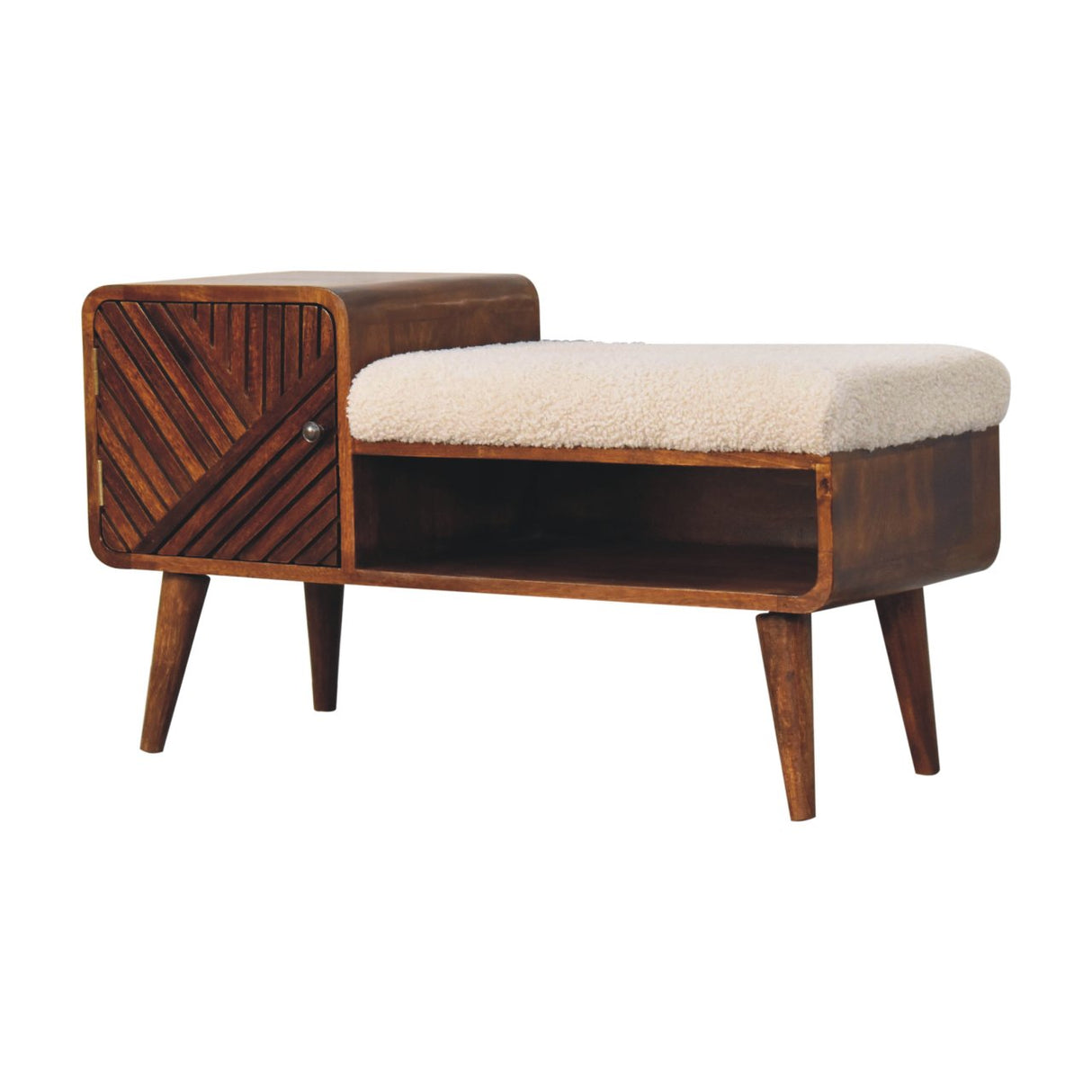 Bouclé Carved Chestnut Telephone Table