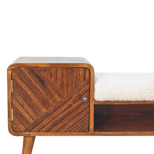 Bouclé Carved Chestnut Telephone Table