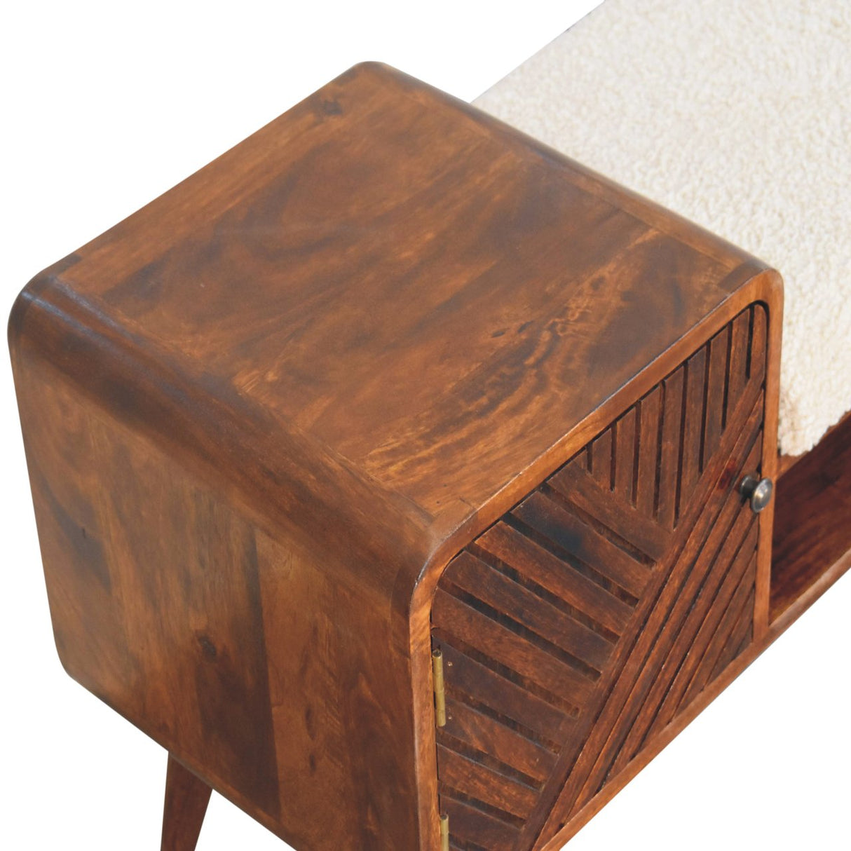 Bouclé Carved Chestnut Telephone Table