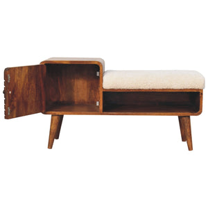 Bouclé Carved Chestnut Telephone Table