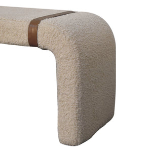 Bouclé Leather Strap Bench