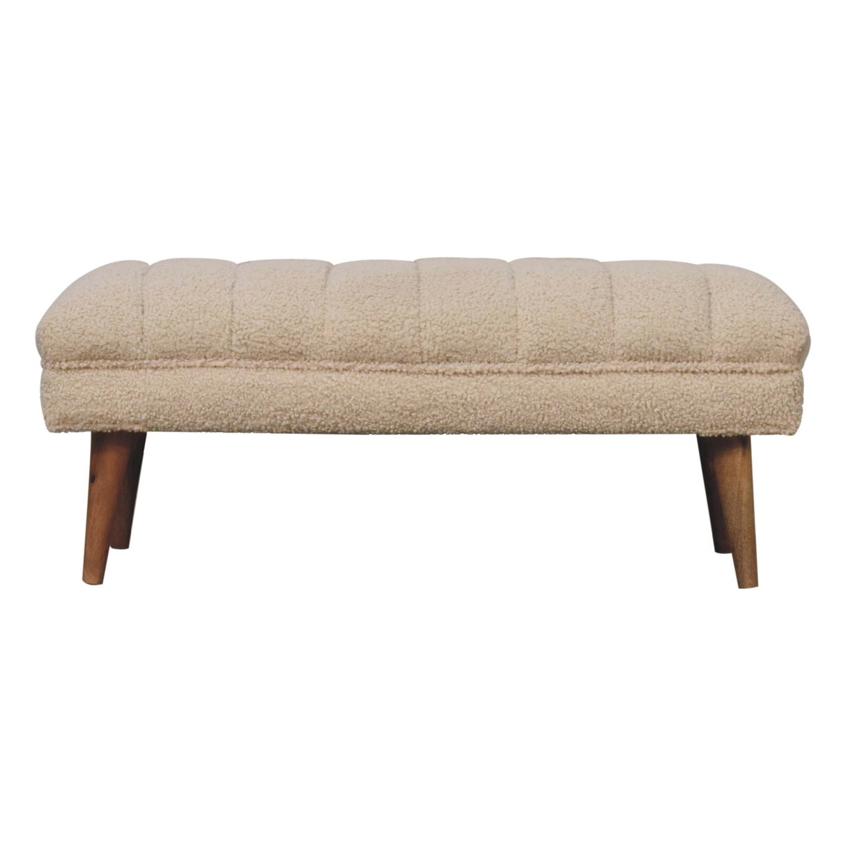 Cream Boucle Pouffe Bench