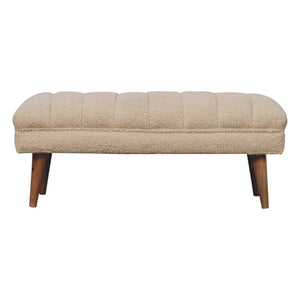 Cream Boucle Pouffe Bench