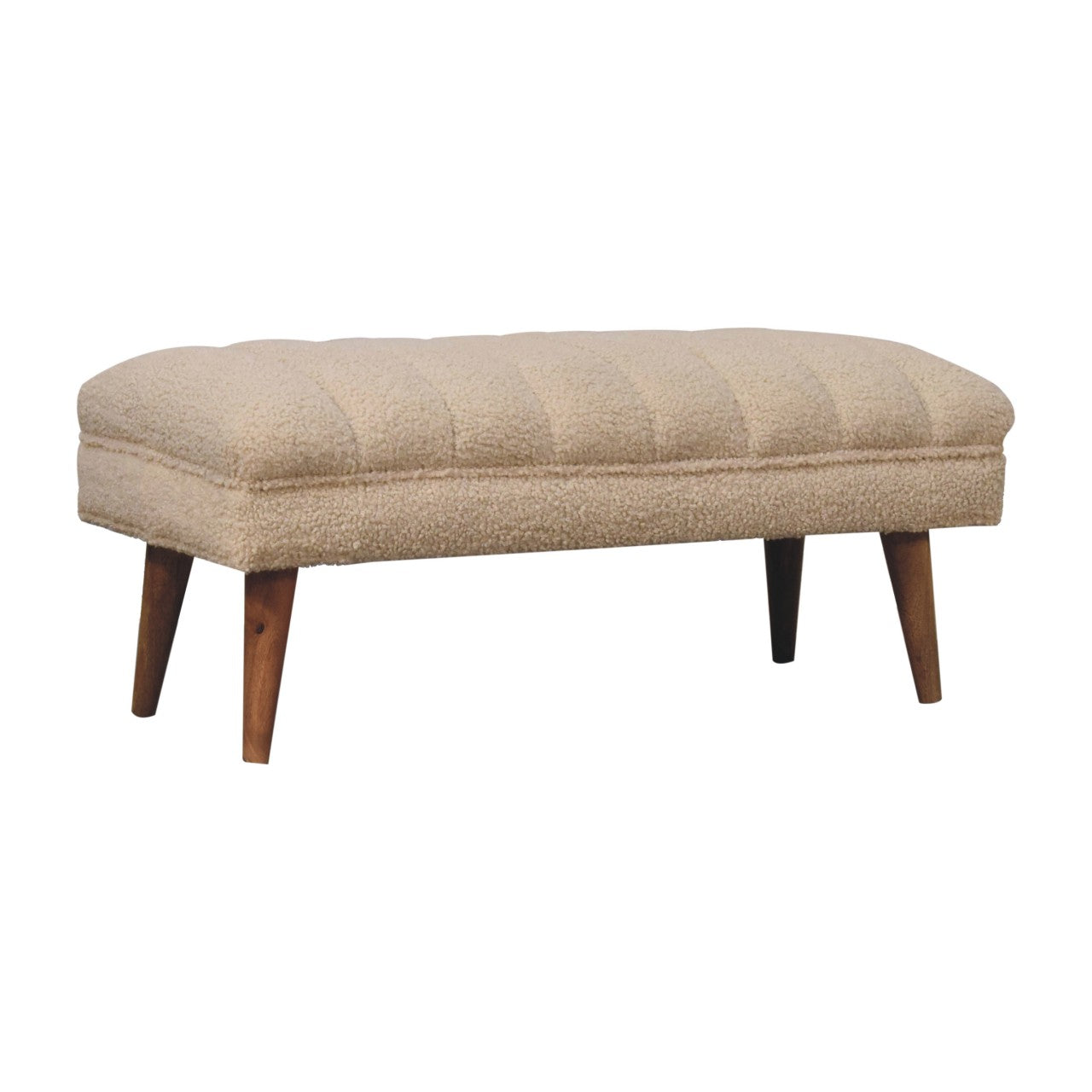 Cream Bouclé Puffer Bench