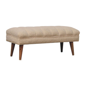 Cream Boucle Pouffe Bench