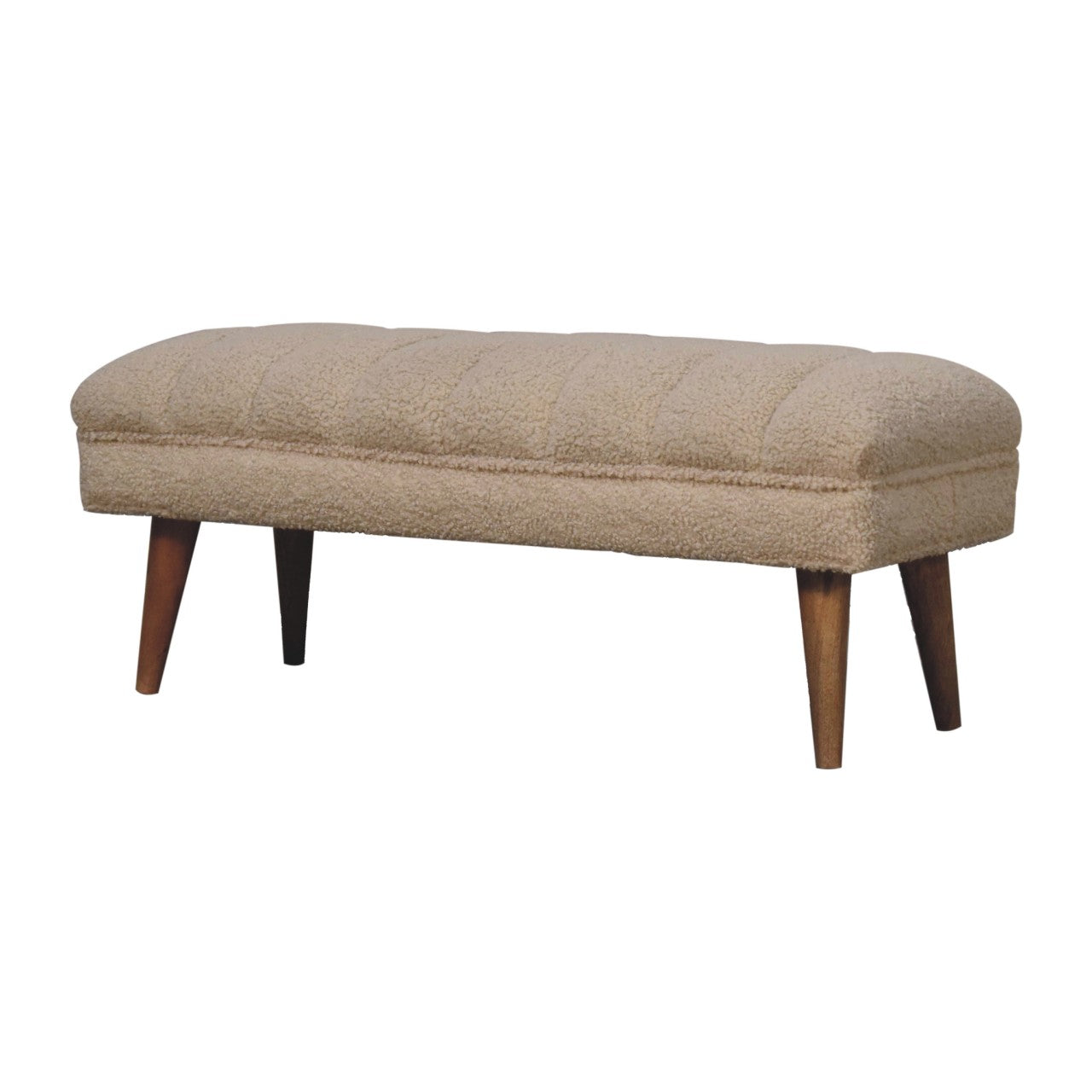 Cream Bouclé Puffer Bench