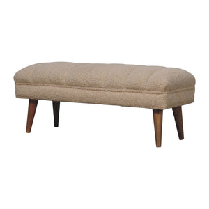 Cream Boucle Pouffe Bench