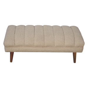 Cream Boucle Pouffe Bench