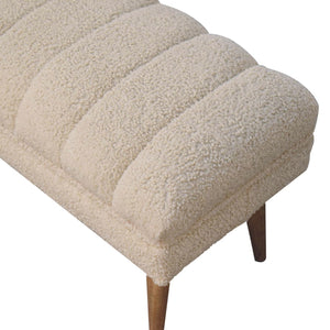 Cream Boucle Pouffe Bench