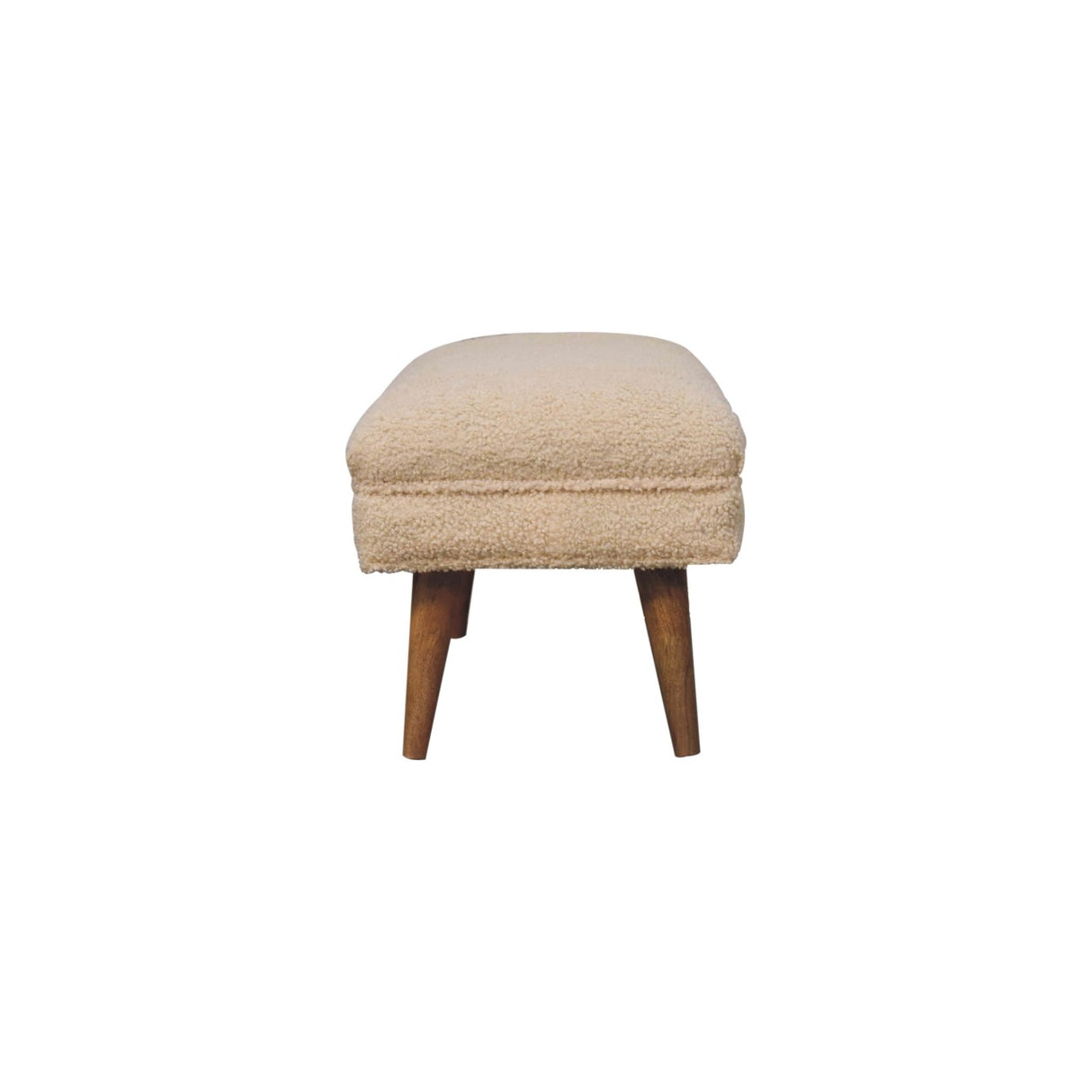 Cream Boucle Pouffe Bench