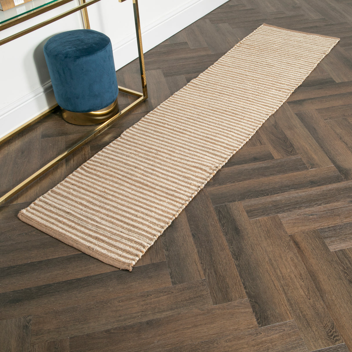 Striped Wool & Jute Runner Rug