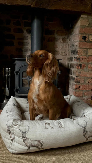 Moorland Stag Fleece Lined Dog Bed
