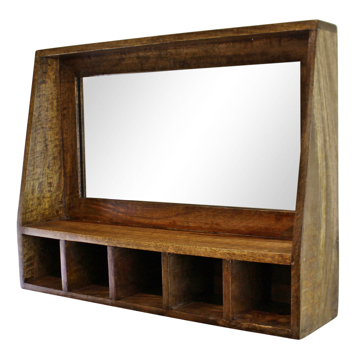 Mango Wood Mirror with Storage Shelf