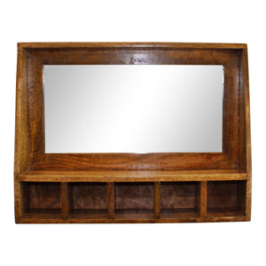 Mango Wood Mirror with Storage Shelf