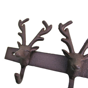 Rustic Cast Iron Wall Hooks, Stags with Antlers