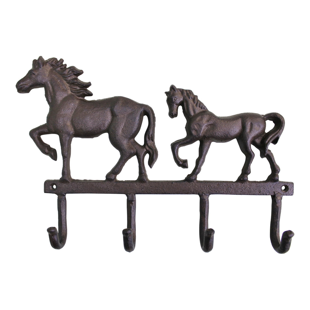 Rustic Cast Iron Wall Hooks - Two Horses