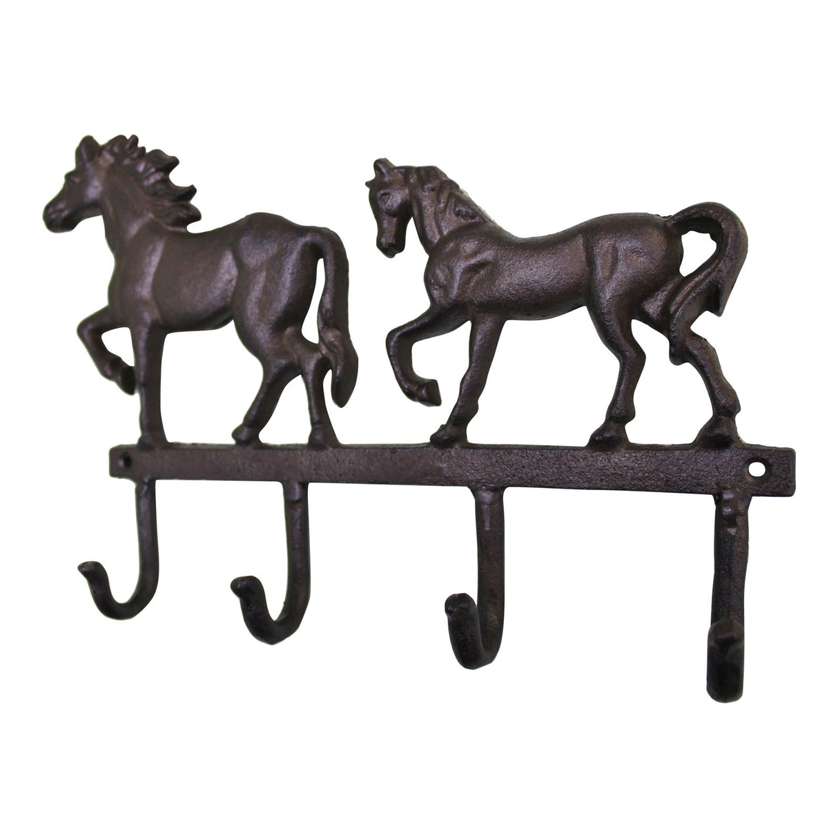 Rustic Cast Iron Wall Hooks - Two Horses