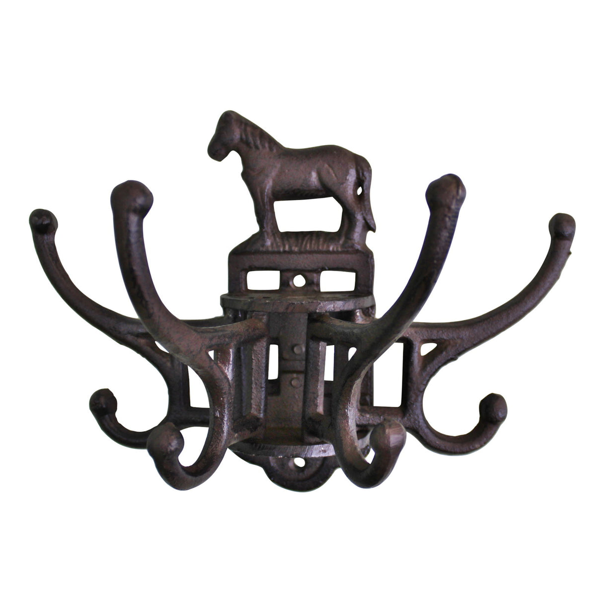 Cast Iron Wall Mounted Rotating Coat Hooks, Horse, 8 hooks