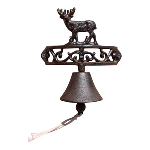 Rustic Cast Iron Wall Bell, Ornate Stag