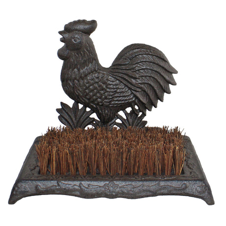 Cast Iron Garden Boot Brush, Cockerel Design, outdoor boot brush