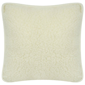 Front of the Natural Merino Wool Cushion in soft undyed cream merino fleece
