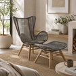 Nomad grey rope lounge chair and footstool set in a cosy room setting