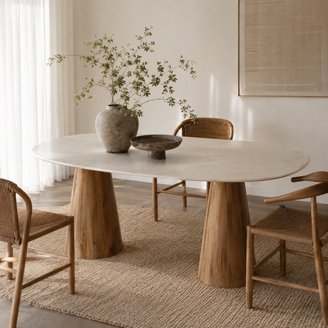 Norwa Oval Dining Table With Marble Top