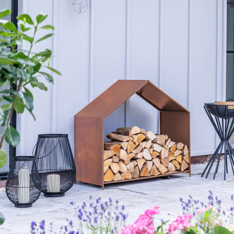 Outdoor Log Storage House - Rust