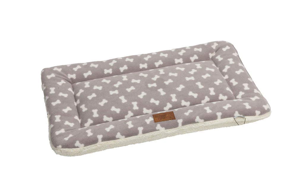 Grey Fleece Bone Print Puppy Crate Mat
