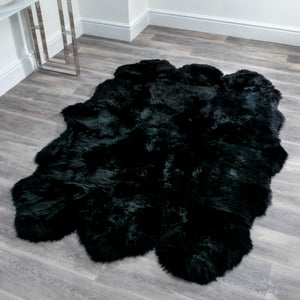 Sextuple Black Sheepskin Rug