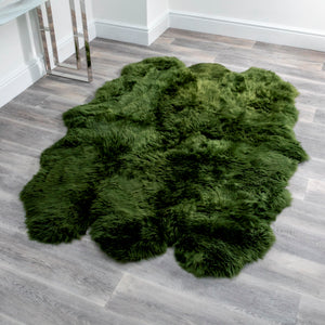 Sextuple Olive Green Sheepskin Rug