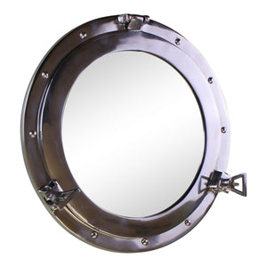 Silver Metal Port Hole Mirror, 40cm