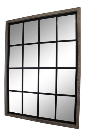 Window Style Wall Mirror with Grey Frame