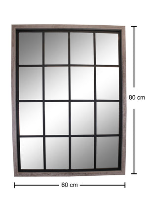 Window Style Wall Mirror with Grey Frame