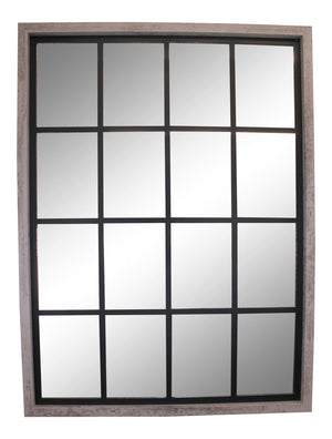 Window Style Wall Mirror with Grey Frame