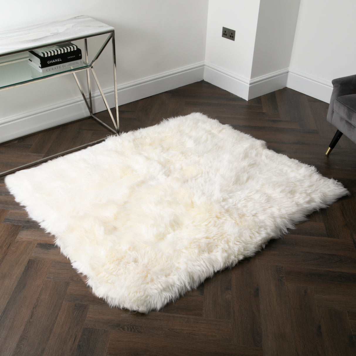 Natural Rectangle Sheepskin Rug - 130 x 150cm