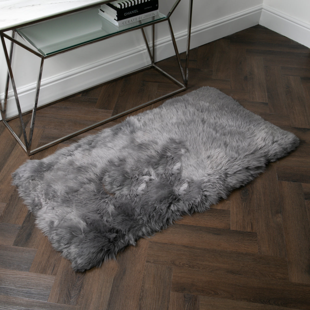 Grey Rectangle Sheepskin Rug