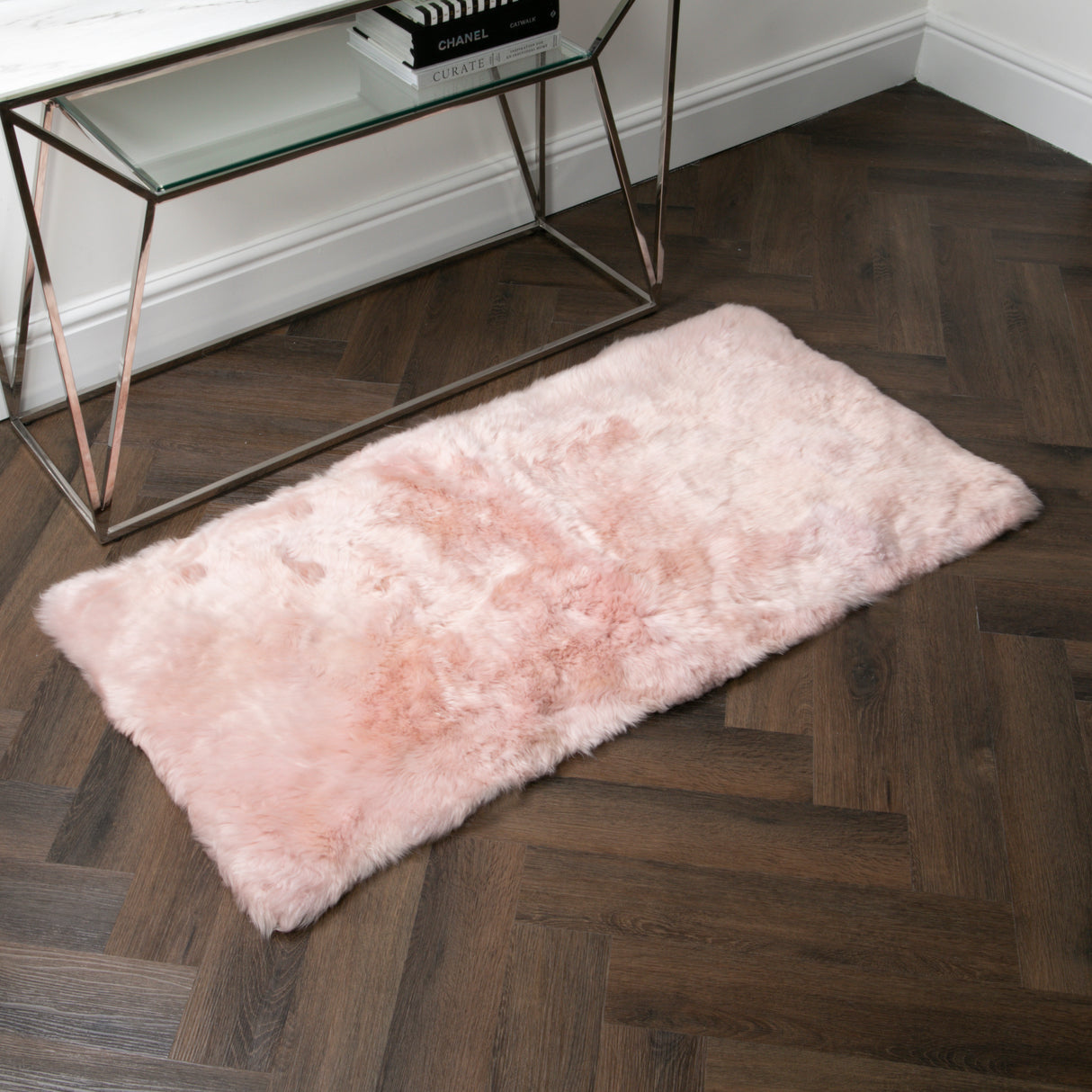 Pink Rectangle Sheepskin Rug