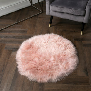 Pink Sheepskin Circle Rug