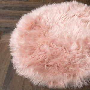 Pink Sheepskin Circle Rug