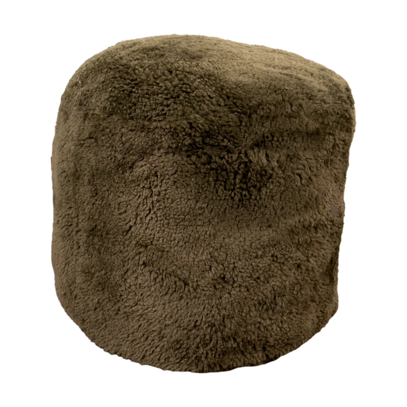 Khaki Green Short Pile Sheepskin Pouf
