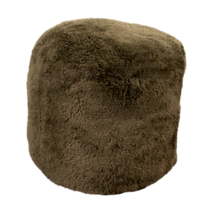 Khaki Green Short Pile Sheepskin Pouf