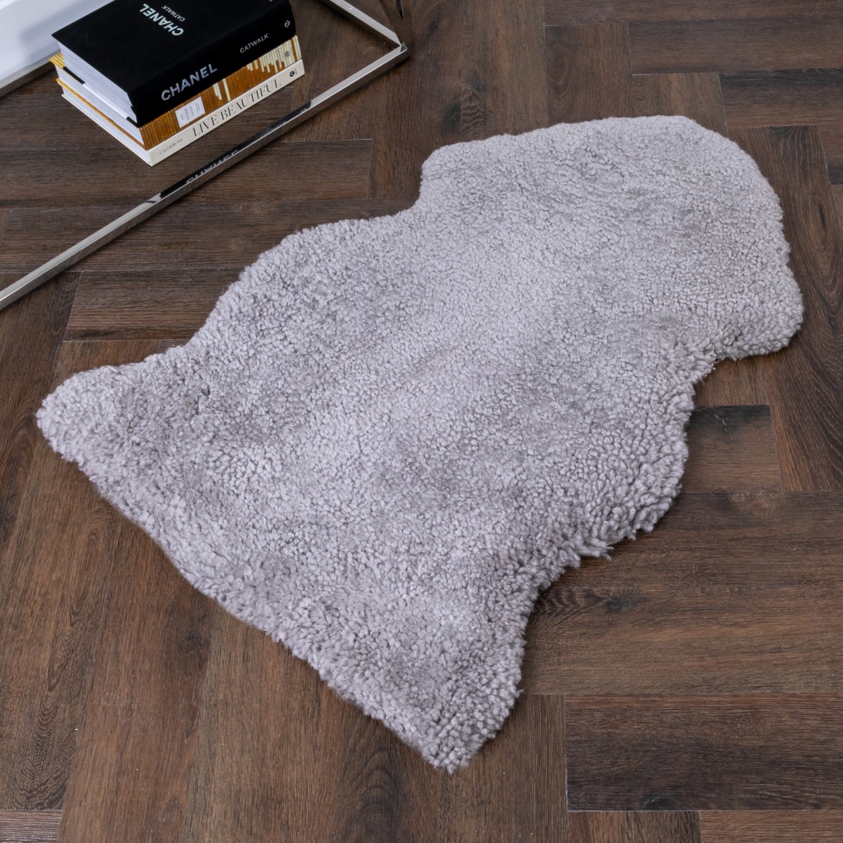 Grey Short Pile Sheepskin Rug