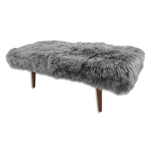 Shearling Sheepskin Grey End Of Bed Bench