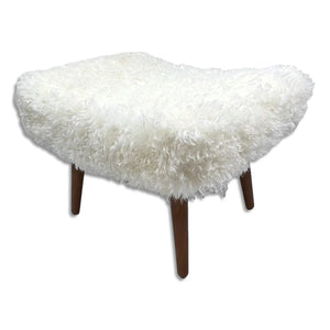 White Shearling Sheepskin Footstool