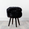 Sheepskin Wood Stool With Black Legs