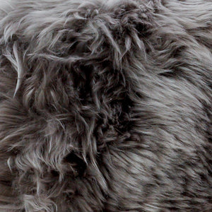 Grey Sheepskin Stool With Wooden Legs
