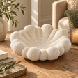 Soren Cream Bubble Design Bowl styled on a rustic wooden table in a warm, neutral interior.