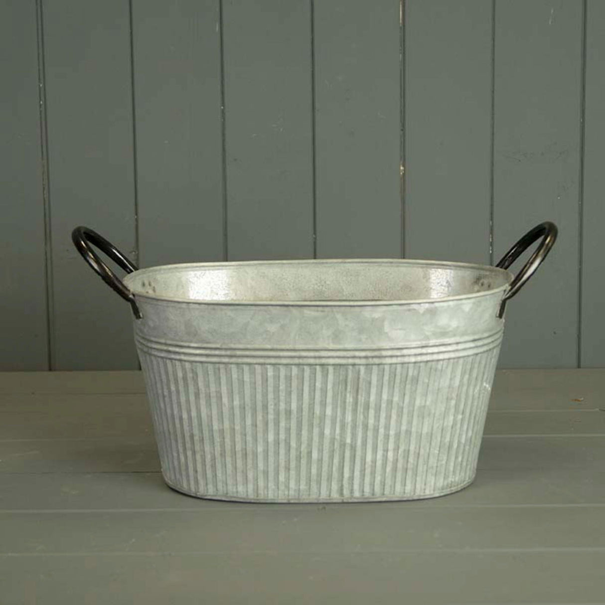 Ribbed Zinc Oval Planters