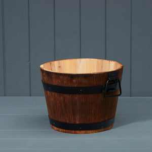 Small Burntwood Barrel Planter